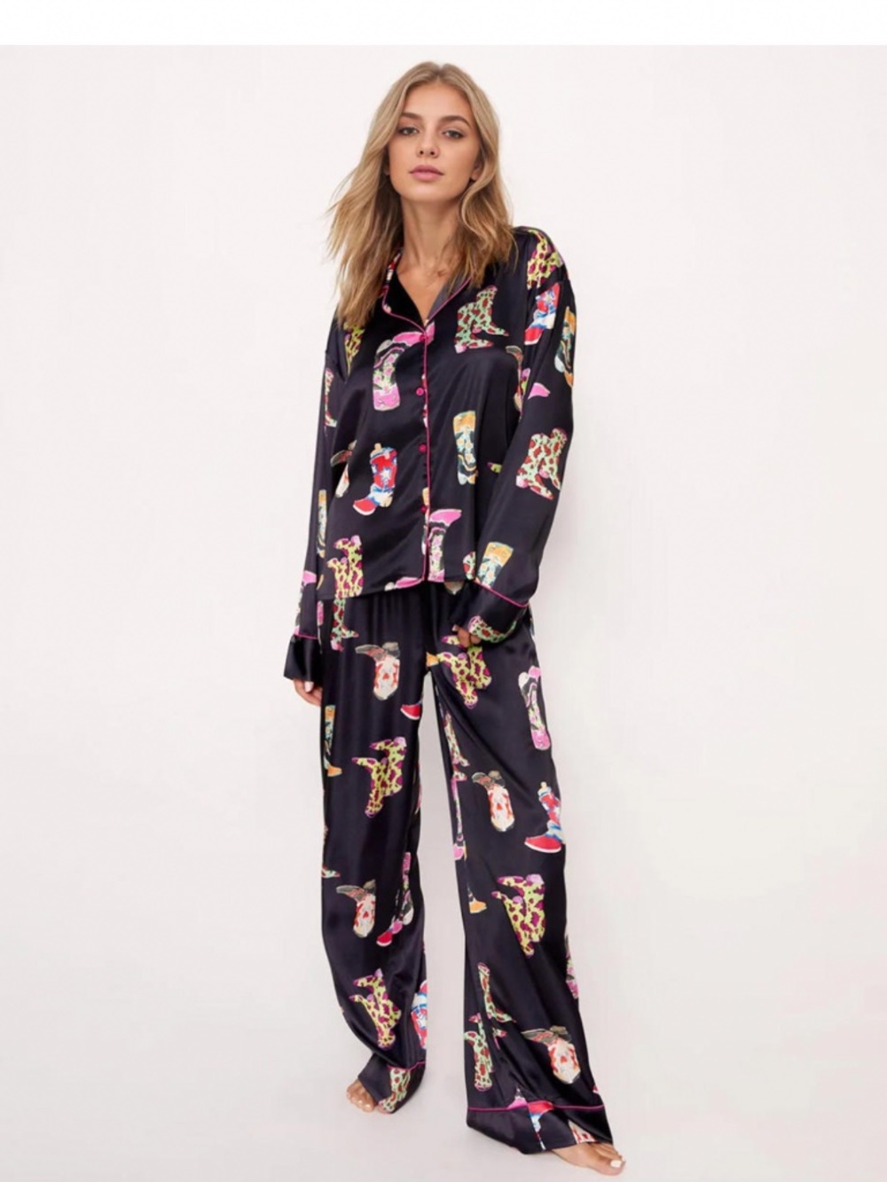 Sheshow pajam set boots print long sleeve set